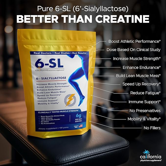 100% Pure 6-Sialyllactose (6-SL) - Muscle Support Supplement to Increase Strength, Build Lean Muscle Mass, Enhance Recovery, and Boost Performance - 3-Month Supply