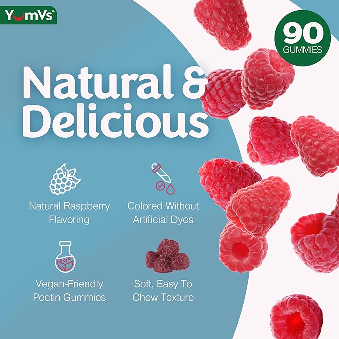 YUM-V'S Magnesium Citrate Gummies – 900mg Highly Absorbable Magnesium Gummies for Women & Men to Support Nerve, Muscle & Enzyme Function – Gluten-Free, Kosher & Raspberry Flavor 90 Count (Pack of 2)