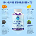 Immune Support Gummies for Cruisers with Vitamin C, B12, Zinc, Elderberry Extract, 60 Gummies, 30 Servings, Cruise and Travel Specific Wellness Supplement