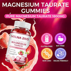 Magnesium Taurate Gummies 1800mg, Magnesium Taurate Supplement, High Absorption& chewable for Kid and Adults, Muscle and Heart Health Support, Vegan, Gluten Free, 60 Counts