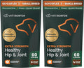 VetriScience Extra Strength Healthy Hip & Joint-Chews, GlycoFlex Glucosamine & Green-Lipped Mussel Joint Support Supplement for Small Breed Dogs,Soothe Joint Discomfort,Chicken 60 Count(Pack of 2)