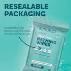 Extra Large Bath Wipes for Adults No Rinse - 40 Disposable Body Cleansing Cloths for Men, Women & Elderly - Great for Gym, Camping, Post Surgery