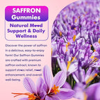 softbear Saffron Gummies for Kids & Adults, 10-in-1 Organic Saffron Supplements with 88.5mg Saffron Extract Support Calm Mind & Focus & Zzz, Sugar Free/Non-GMO, Raspberry Flavor 120 Count