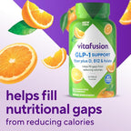 Vitafusion GLP-1 Support Fiber Plus Vitamins D, B12 and Folate Gummy Vitamins, Citrus Flavor, Sugar Free, 90 Count, 30 Day Supply