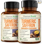 Saffron Supplements – 89mg Saffron Extract, 1000mg Turmeric Curcumin, Ceylon Cinnamon & Cardamom – Daily Mood, Joint & Metabolic Support – Joint Supplements for Women & Men – 60 Capsules, 2 Pack
