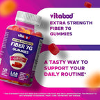 Vitabod Fiber Gummies 7G Per Serving for Digestive Health & Regularity, Prebiotic GOFOS™ Plant-Based Fiber, No Sugar Added, Vegan, Berry Peach Strawberry, 120 Gummies (Adults, Women & Men)