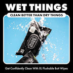 DUDE Wipes Odor Destroyer Flushable Wipes - Extra-Large Adult Wet Wipes - 3 Pack (144 Count) - Deodorizing, Lightly Scented, Controls Odor for up to 24 Hours - Septic and Sewer Safe