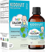 Kiddivit Baby Calcium Liquid Drops with Vitamin D3 & K2 – Gentle Bone & Growth Support Supplement – 24 Daily Servings – Inulin Fortified Prebiotic Fiber – Sugar Free, Gluten Free, Vegetarian, 4oz