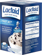 Lactaid Fast Act Lactose Intolerance Caplets with Lactase Enzyme, Dairy Relief from Gas, Bloating & Diarrhea, 9000 FCC Lactose Intolerance Pills, 96 Individual Travel On-The-Go Packs (96 x 1 ct)