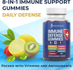 JB Wellness Co 8 in 1 Immune Defense Booster Supplement Gummies with Astragalus Root, Vitamin C and Zinc, Vitamin D3, Elderberry and Quercetin (2 Pack)