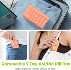 AUVON XL Weekly Pill Organizer 2 Times a Day, Pill Box 7 Day with One-Side Large Openings for Easy to Use, Watermelon Red AM PM Pill Case for Medication, Vitamins, Fish Oils, Supplements