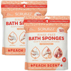 Scrubzz Disposable No Rinse Bathing Wipes for Sensitive Skin - All-in-1 Single Use Shower Wipes, Simply Dampen, Lather, and Dry Without Shampoo or Rinsing (Peach, 2-Pack)