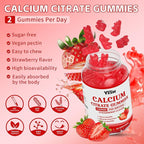 Calcium Citrate Gummies 1200mg, Chewable Calcium Supplement for Women & Men, Sugar Free Calcium for Bone, Muscle & Immune Support, Gluten Free, Vegan, Non-GMO, Strawberry Flavor, 120 Count