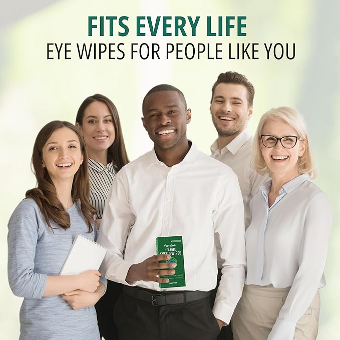 200 PCs Tea Tree Eyelid Wipes – Cleaning Eye Wipes for People with Dry Eyes – Gentle Eyelid Cleanser with Hyaluronic Acid, Chamomile and Aloe – Individually Wrapped & Biodegradable - 2 pack