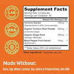 Turmeric Curcumin with Black Pepper. Turmeric and Ginger Supplement. 15X High Potency & Absorption Turmeric Capsules. Turmeric Curcumin Supplements 1000mg. Curcuma Capsules. Joint Support, 60 Pills.