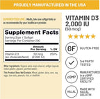 NatureWise Vitamin D3 2000iu (50 mcg) 200-Day Supply for Immune Support, Healthy Muscle Function, and Bone Health - Non-GMO, Gluten Free in Organic Extra Virgin Olive Oil, (Mini Softgel), 200 Count