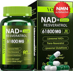 Liposomal NAD Supplement with Resveratrol 61800mg Per Bottle – NAD Resveratrol for Women & Men – High Purity 1200mg NAD+ Supplement for Energy & Healthy Aging, Glutathione, Turmeric – 90 Count