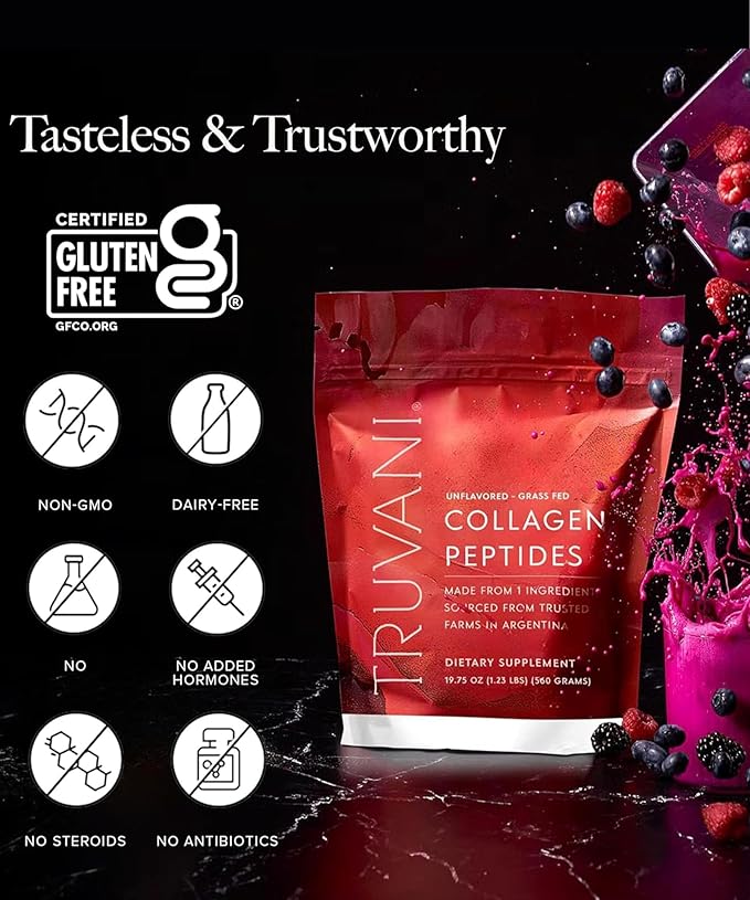 Truvani Hydrolyzed Collagen Peptides | Unflavored | 20 Servings | 10g Grass-Fed Collagen Protein Powder | Promotes Hair, Nail, Skin, and Joint Health | Keto | Gluten & Dairy Free | Women & Men
