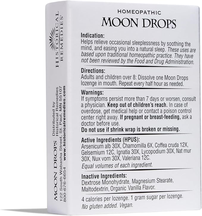 Moon Drops Sleep Aid Lozenges (12 Pack) | Homeopathic Vanilla Flavor Supplement, Non-Habit Forming Vegan Gluten-Free Sleep Support Including Coffea Cruda 12X