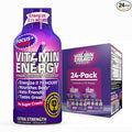 Vitamin Energy Focus+ Extra Strength Energy Shot Berry 24 Pack, 260mg Natural Caffeine, B-Vitamins, CoQ10, Amino Acids, Focus, Productivity & Clarity, Zero Sugar, Gluten-Free, 1.93 fl oz