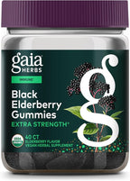 Gaia Herbs Black Elderberry (Sambucus nigra) Extra Strength Gummies - Delicious Immune Support Supplement* - Certified Organic Black Elderberries for Immune System Support* - 40 Gummies (20 Servings)