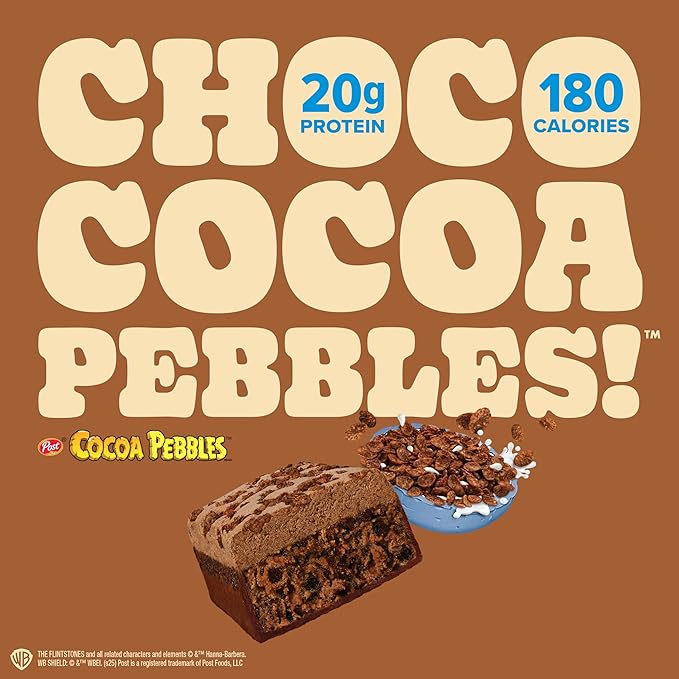 Pure Protein Cocoa PEBBLES™ Protein Bars – 20g Protein, 4g Sugar, 180 Calories (4 count) Low Sugar* High Protein Snack - Gluten Free - Perfect for a Healthy Snack.