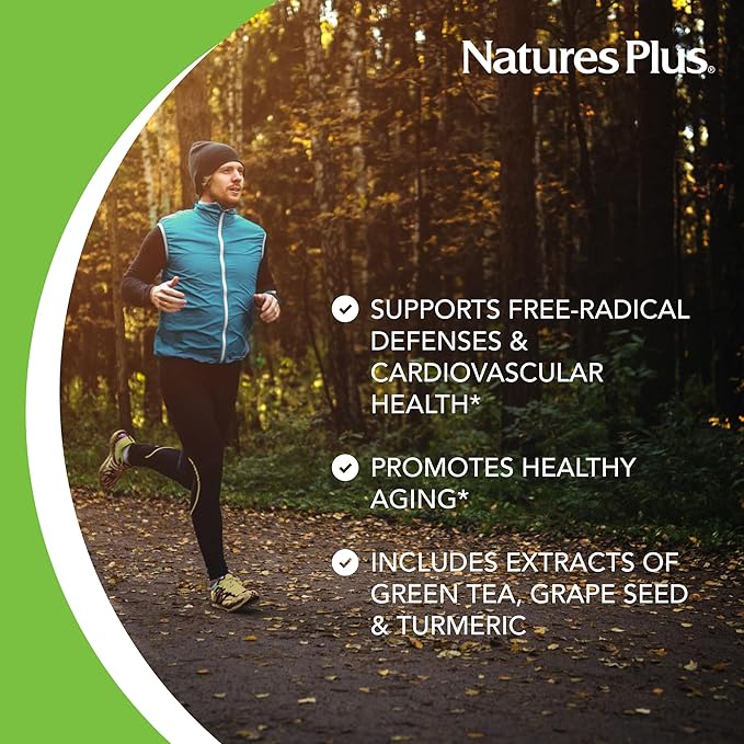 NaturesPlus Herbal Actives Resveratrol, Extended Release - 60 Tablets - Vegetarian, Gluten Free - 30 Servings