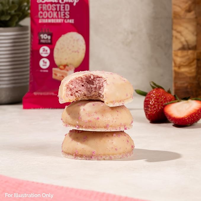 Quest Nutrition Frosted Cookies Twin Pack, Strawberry Cake, 1g Sugar, 10g Protein, 2g Net Carbs, Gluten Free, 16 Cookies, (Pack of 2)