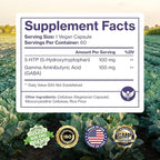 Pure 5-HTP (5-Hydroxytryptophan) Plus GABA Supplement - for Sleep, Mood & Stress Management - 60 Veggie Caps