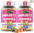 10 in 1 Immune Support Supplement Gummies, w/Echinacea, Elderberry Vitamin C and Zinc, Selenium, Vitamin D3 5000IU, Magnesium, Daily Immune Booster Multivitamin, for Antioxidant Bone Energy, 2 Pack