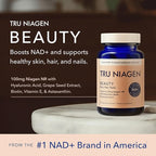 TRU NIAGEN BEAUTY NAD+ for Hair, Skin & Nails | Contains Niagen®, Astaxanthin, Hyaluronic Acid, Biotin | Supports Skin Elasticity & Moisture Retention | Daily Supplements for Men & Women | 30 Servings