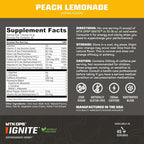 MTN OPS Ignite Sugar Free Energy Drink Powder Naturally Sweetened with Monk Fruit, 200mg Caffeine, Nootropic Blend for Energy, Focus & Endurance, L Arginine & L Citrulline, 45 Servings, Peach Lemonade