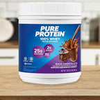 Pure Protein Powder, Whey, High Protein, Low Sugar, Gluten Free, Rich Chocolate, 1 lb