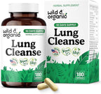 Wild & Organic Lung Cleanse Capsules - Lung Support Supplement with Mullein Leaf, Stinging Nettle, Angelica & Korean Panax Ginseng - Vegan, No Fillers, Non-GMO - 180 Count