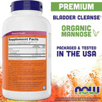 NOW Foods Pure, Organic D-Mannose 10 oz Powder - Bladder Cleanse and Urinary Tract Health Supplement - Non-GMO - Vegan Friendly - 2000mg / 2 Grams per Serving