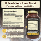 MK Supplements American Beast | Bison Liver & Heart Capsules | ~49x More CoQ10 Than Beef Liver | Regeneratively Raised Bison | 150 Capsules