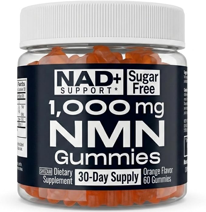 SHIZAM NMN Supplement Gummies – Nicotinamide Mononucleotide (NMN) 1000-mg per Serving | NAD+ Supplement Format | Sugar-Free NMN Gummies | 60 Gummies | 30-Day Supply