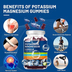 Potassium Magnesium Gummies - Magnesium Glycinate B6,D3 & Potassium Citrate for Leg Cramps,Muscle,Electroyte for Adults Kids,Sugar-Free - 60 Blueberry Gummies