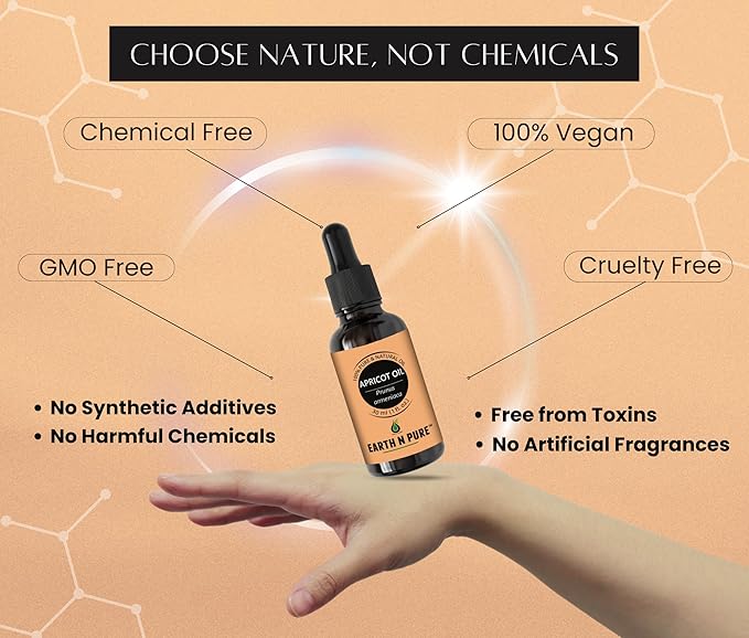 Earth N Pure Apricot Oil (Khumani Oil) Cold Pressed, Natural and Therapeutic Grade 30 ml