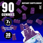 Prebiotic Fiber Gummies for Adults, 7G Extra Strength, Zero Sugar Added, 90 Pectin Based Gummies, Digestive Health & Regularity Support-Blueberry