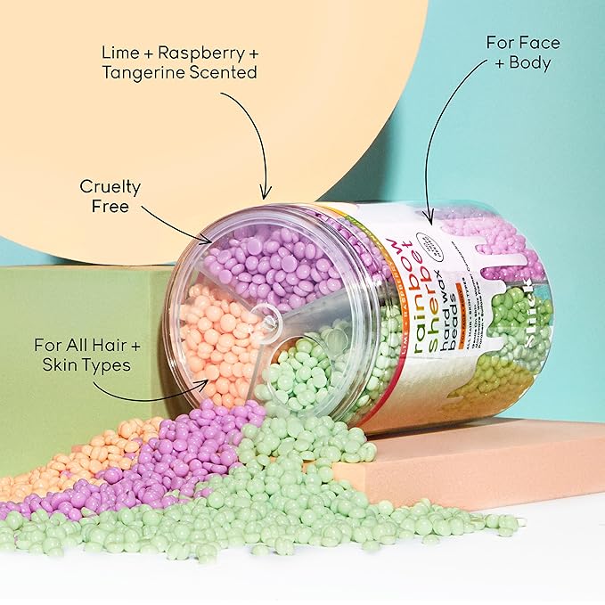 Sliick Hard Wax Beads for Hair Removal, Rainbow Sherbet - Stripless Wax Beads for Face, Body, & Sensitive Skin, 8 oz