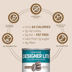 Designer Wellness, Designer Lite, Low Calorie Natural Protein, Prebiotic Fiber, Key Vitamins & Minerals, Chocolate Cookies & Cream, 9.03 Ounces