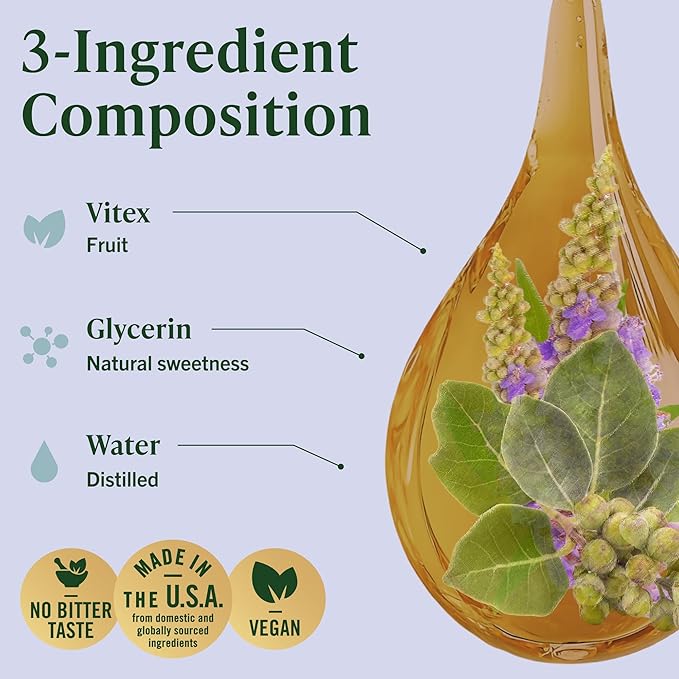 HERBAMAMA Vitex Chasteberry Supplement for Women - Natural Menopause Support* with Vitex Berry Tincture - Chaste Tree Berry Drops for Hormonal Balance & Cycle Support* - 84-Day Supply
