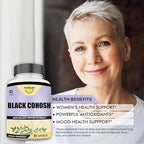 Black Cohosh Made with Organic Black Cohosh Root 1300MG per Serving, Balance Hormones, Natural Menopause & Menstrual Support, Women Health Support, 90 Vegan Capsules, 45 Servings