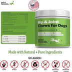 Deley Naturals Hip and Joint Supplement for Dogs - Glucosamine Chondroitin MSM & Collagen for Dogs - Dog Joint Supplement, Smaller Chews, Low Calories, Same Ingredients - 120 Chicken Flavor Chews