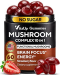 VitaUp Mushroom Supplement - USA Made 10 in 1 Mushroom Gummies - Mushroom Complex with Lions Mane, Cordyceps, Turkey Tail, Reishi, Shiitake for Cognitive & Immune Support - 60 Count
