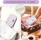 Weekly Travel Pill Organizer Pill Case for Purse with Removable 7 Day Pill Box Holder,Cute Medication Organizer Pill Container for Medicine, Vitamin, Fish Oils,Supplement (Purple, Small)