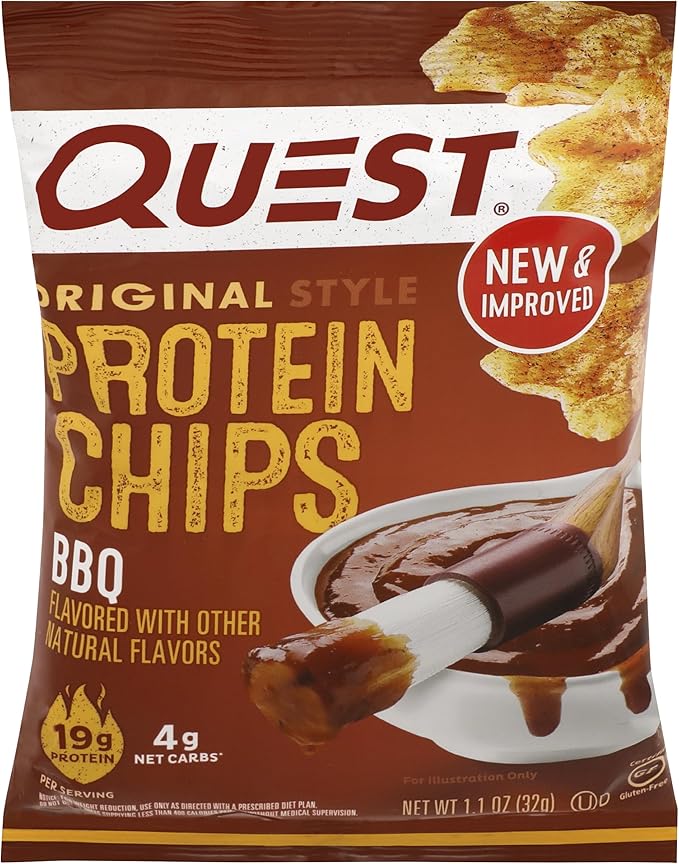 Quest Nutrition Protein Chips, BBQ, 22g Protein, 2g Net Carbs, 130 Cals, 1.2oz Bag, 1 Count, High Protein, Low Carb, Gluten Free, Soy Free, Potato Free