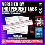 NSF Certified Creatine Gummy 5g - Creatine Monohydrate Gummies – Pre-Workout Energy & Muscle Growth Support for Men & Women | Blueberry Raspberry Electrolyte Gummies (135 Count)