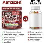 Clean Nutraceuticals AstaZen Astaxanthin Gummies 12mg - with Lycopene, Vitamins A C D E, L-Tyrosine & Selenium - Antioxidant Support Gummies - 60 Count